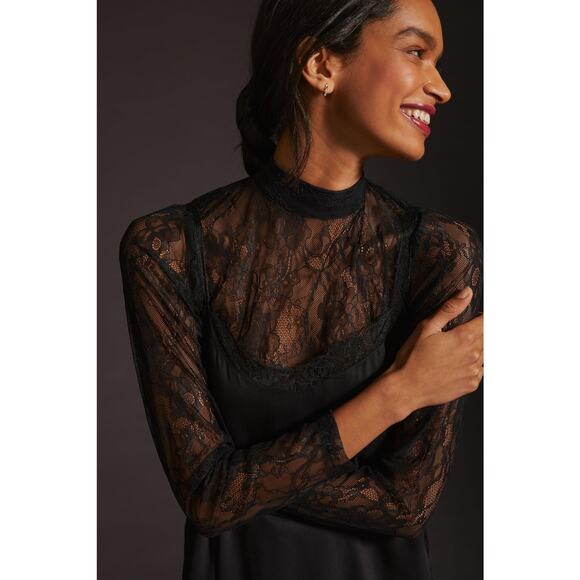 Anthropologie Black Lace Dress Set - New - Size Small - Picture 4 of 5